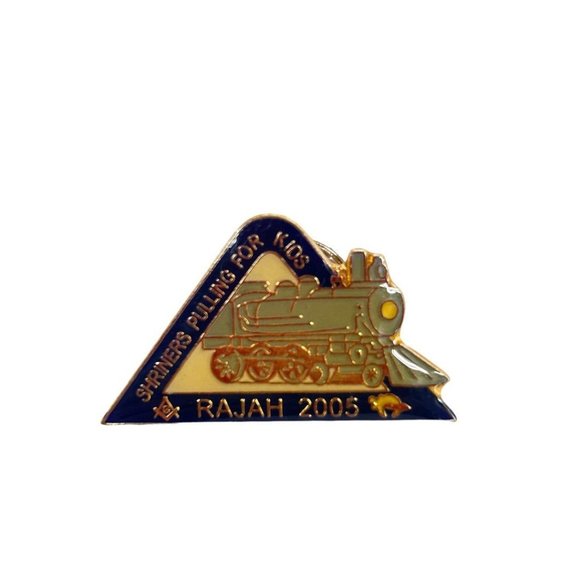 Lapel Pin Shriners Pulling for Kids Rajah 2005 Train Triangle 1.25" - Picture 2 of 6